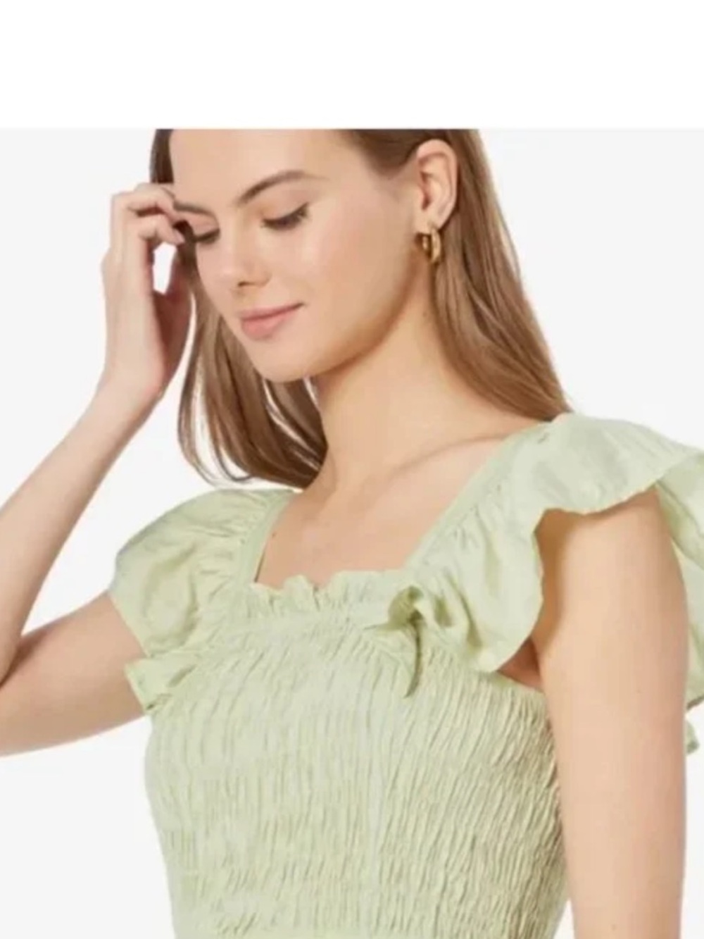 Moon River Smocked Ruffle Sleeve Maxi Dress Sage Green Size Medium Spring Summer - Picture 3 of 8